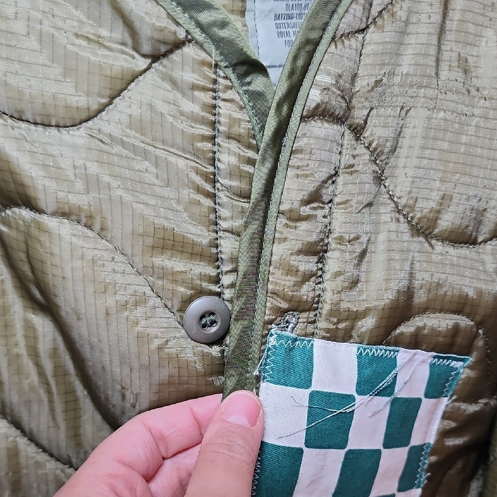 Patchwork Quilted Jacket Xl Has A Small Stain - image 4
